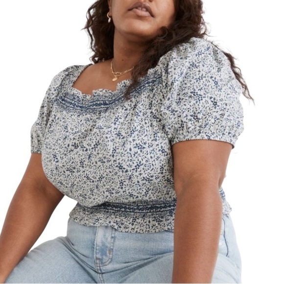 Madewell Plus Jeanette Top in Florentine Floral Blue Women's Top Size 3X - Picture 2 of 4